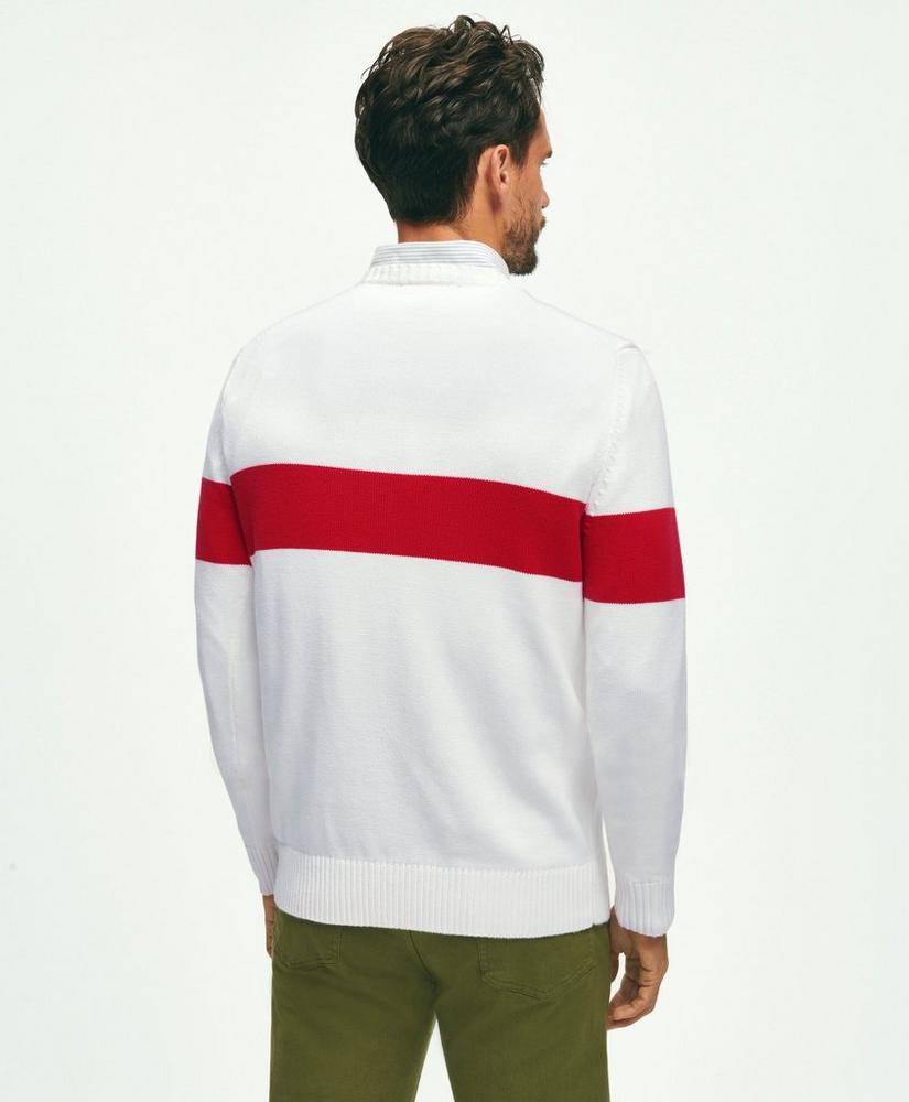 Vintage-Inspired Chest Stripe Crewneck Sweater in Supima® Cotton, image 7