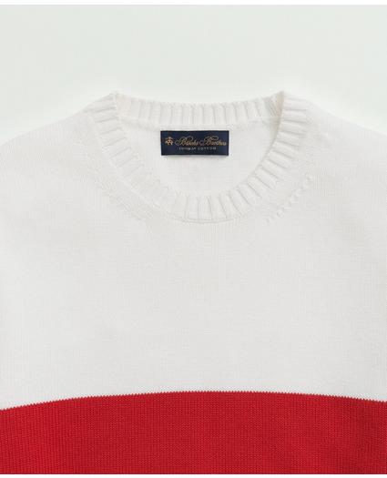 Vintage-Inspired Chest Stripe Crewneck Sweater in Supima® Cotton, image 8