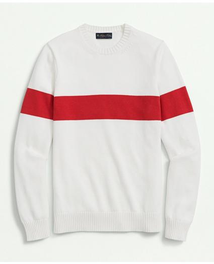 Vintage-Inspired Chest Stripe Crewneck Sweater in Supima® Cotton, image 3
