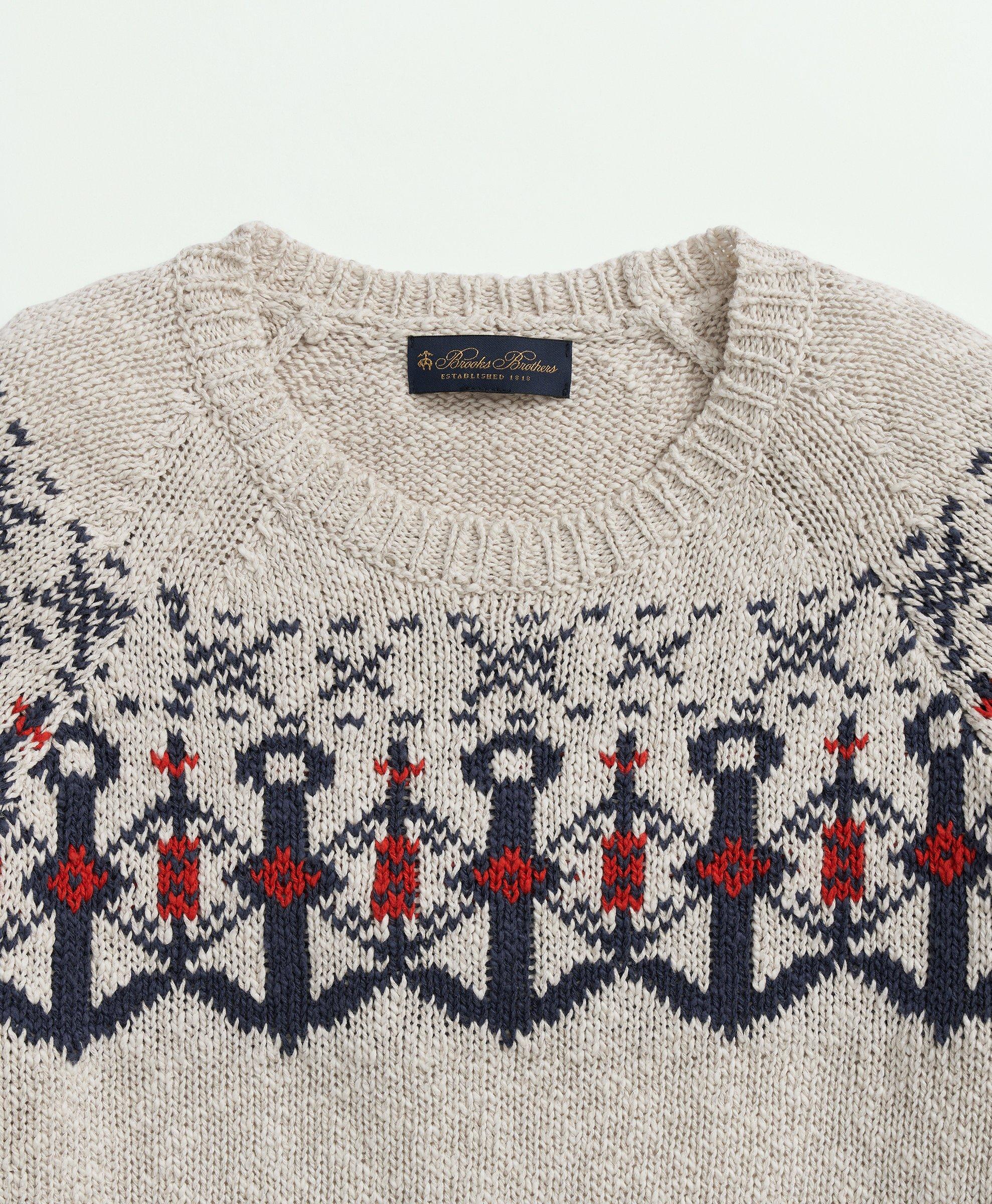 Vintage-Inspired Anchor Sweater In Cotton-Linen Blend