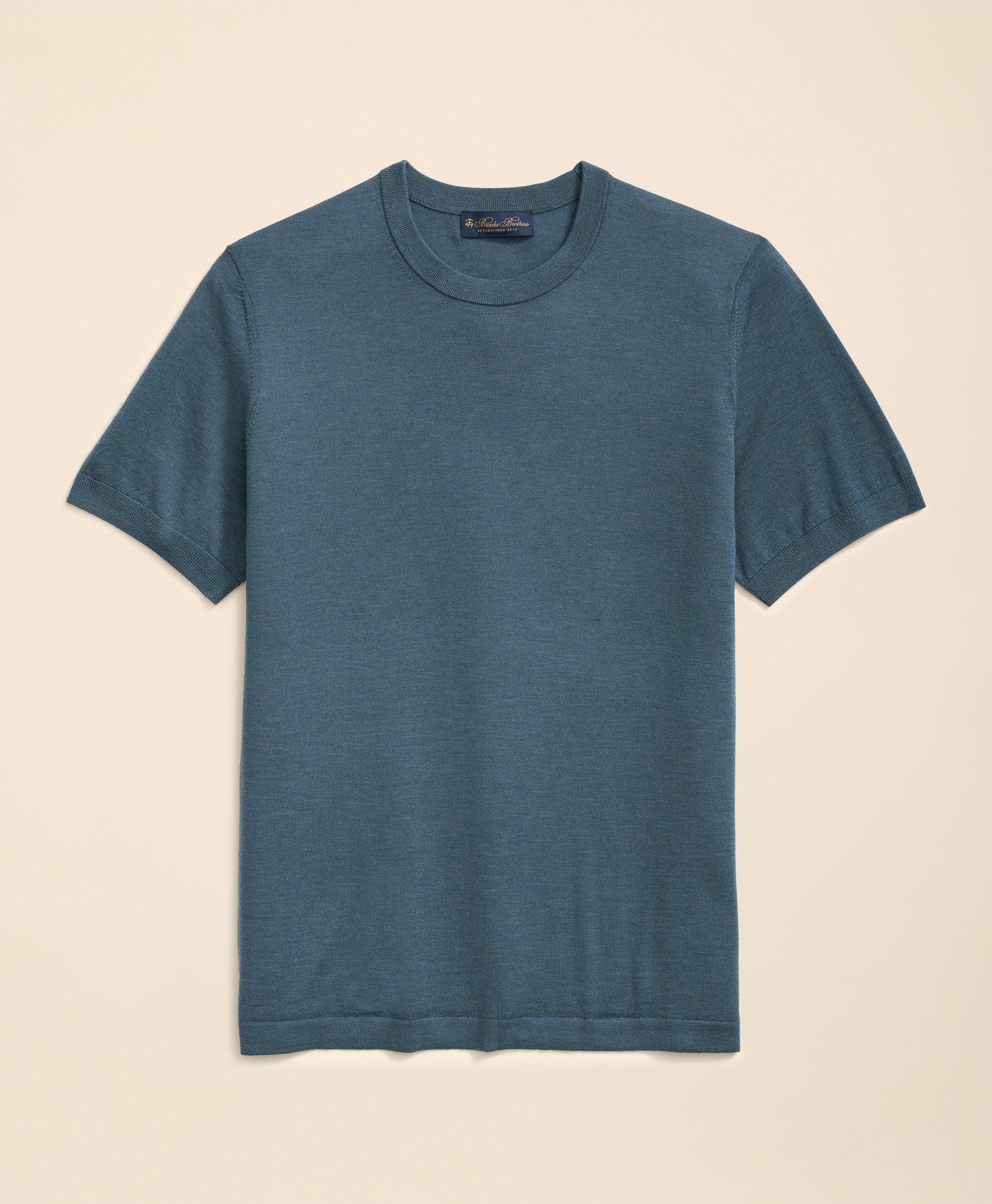 Brooks Brothers Lightweight Luxe All-season Sweater, Short Sleeve Crewneck In Dark Teal