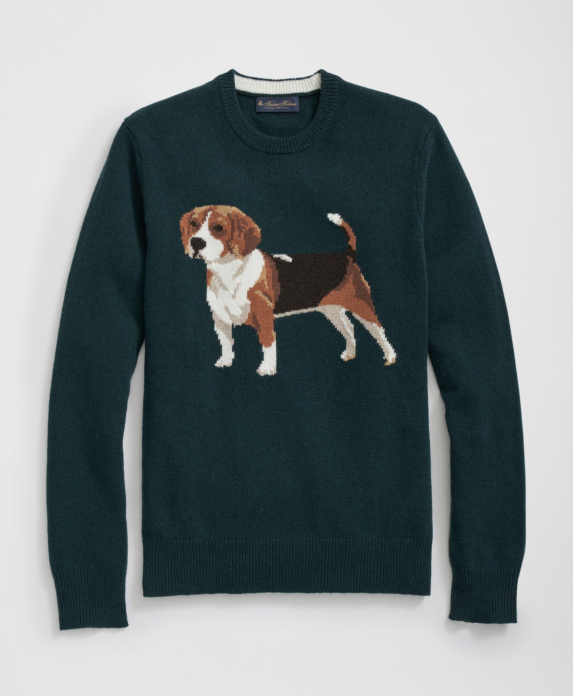 Beagle Intarsia Sweater in Merino Wool Blend