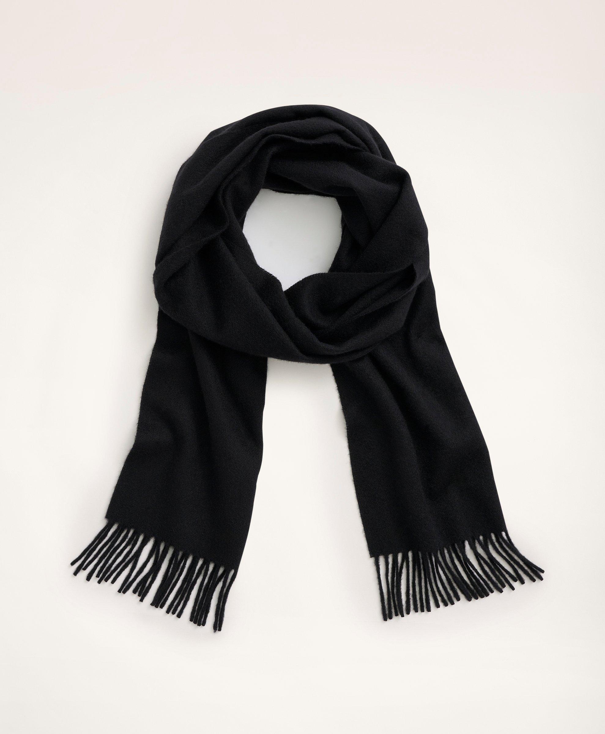 AMIRI embroidered-logo fringed cashmere scarf - Black