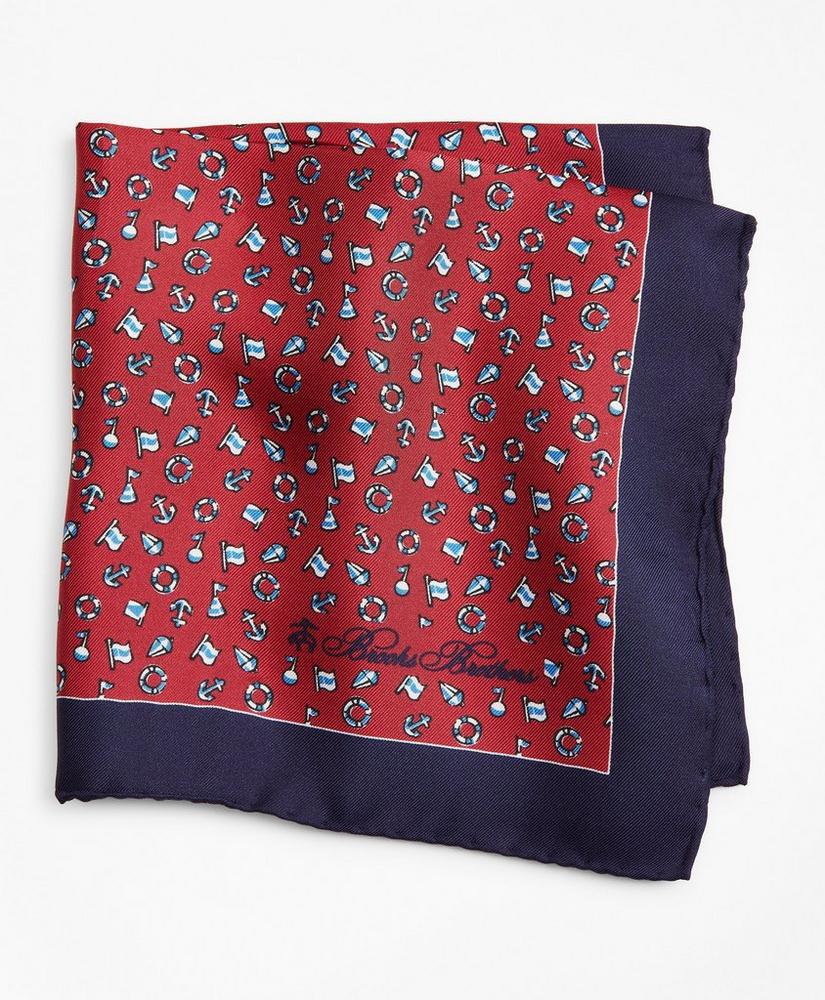 BROOKS BROTHERS Geometric Pocket Square Purple Handkerchief 100% Silk 