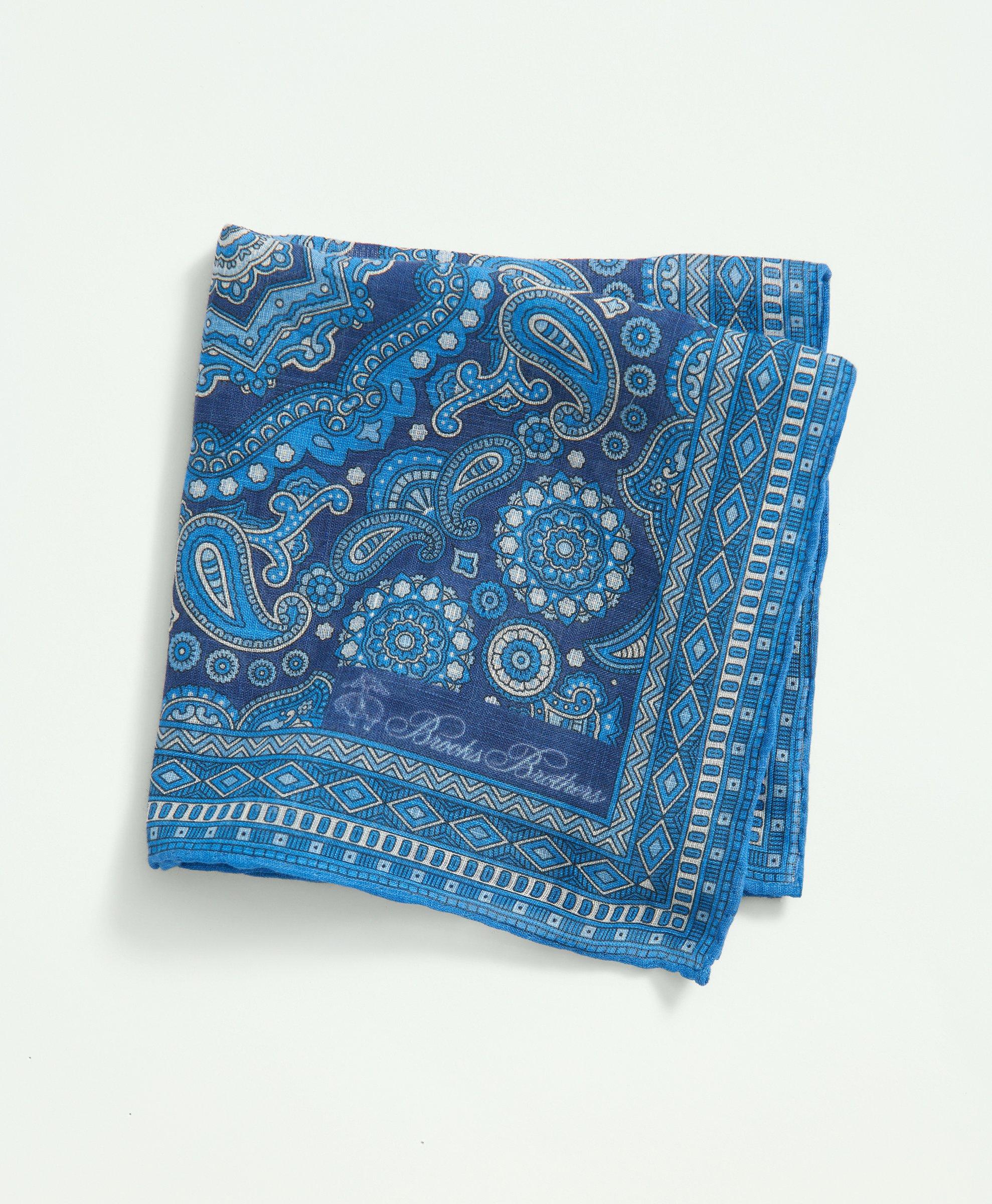 Cotton Linen Jacquard Paisley Pocket Square