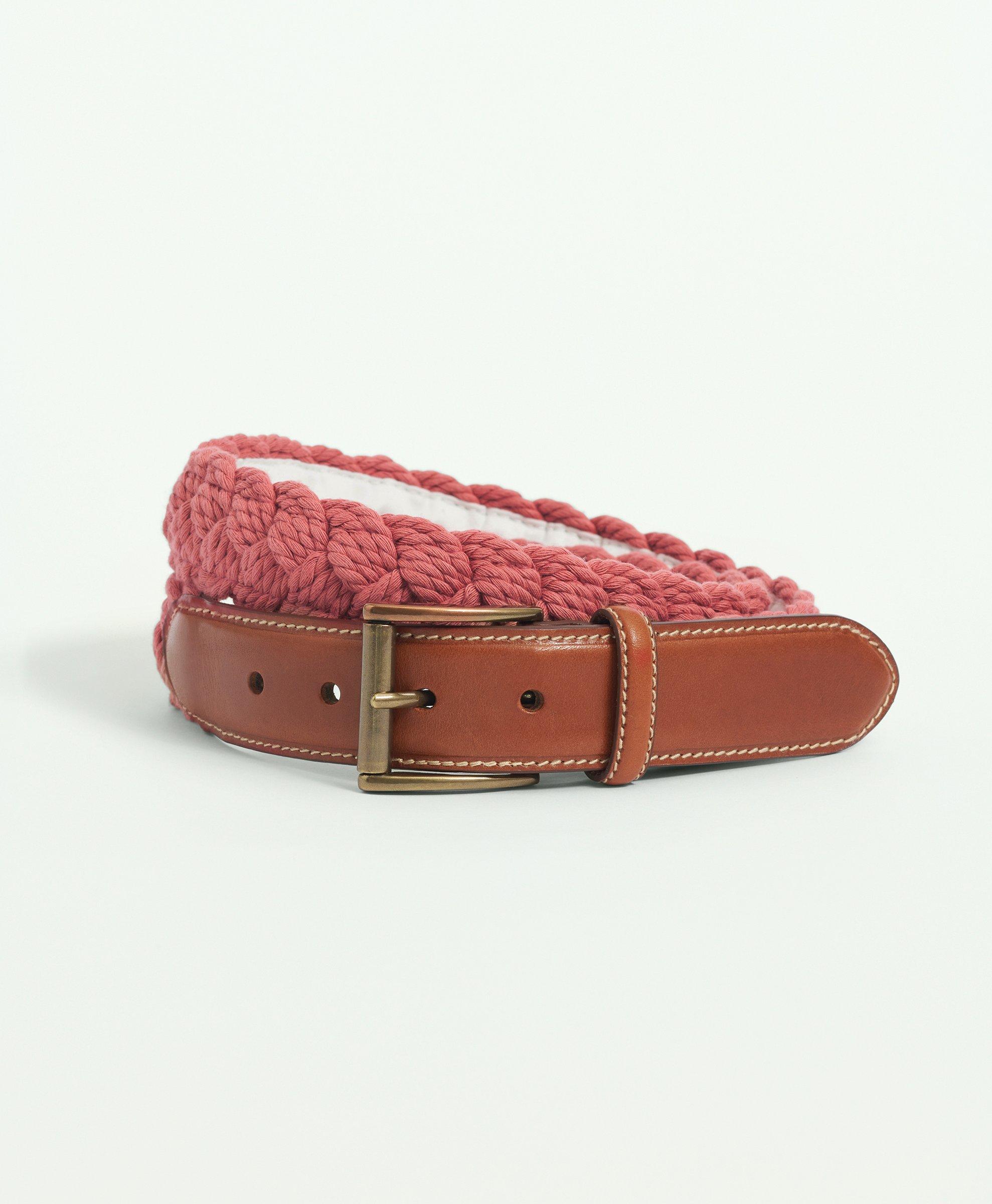 Braided Brown Leather and Cotton Belt