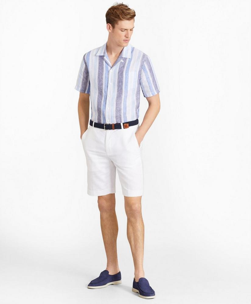 Houndstooth Cotton and Linen Bermuda Shorts, image 2