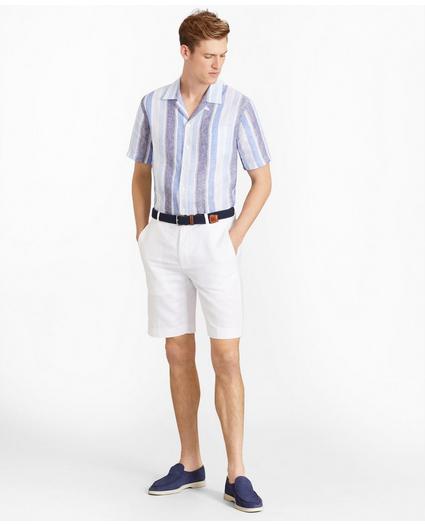 Houndstooth Cotton and Linen Bermuda Shorts, image 2