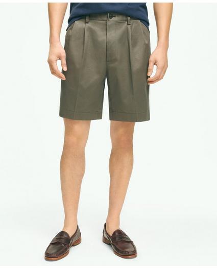 Stone Color Brooks Brothers Mens 30281 Pleated Front Light Weight Chino Shorts 