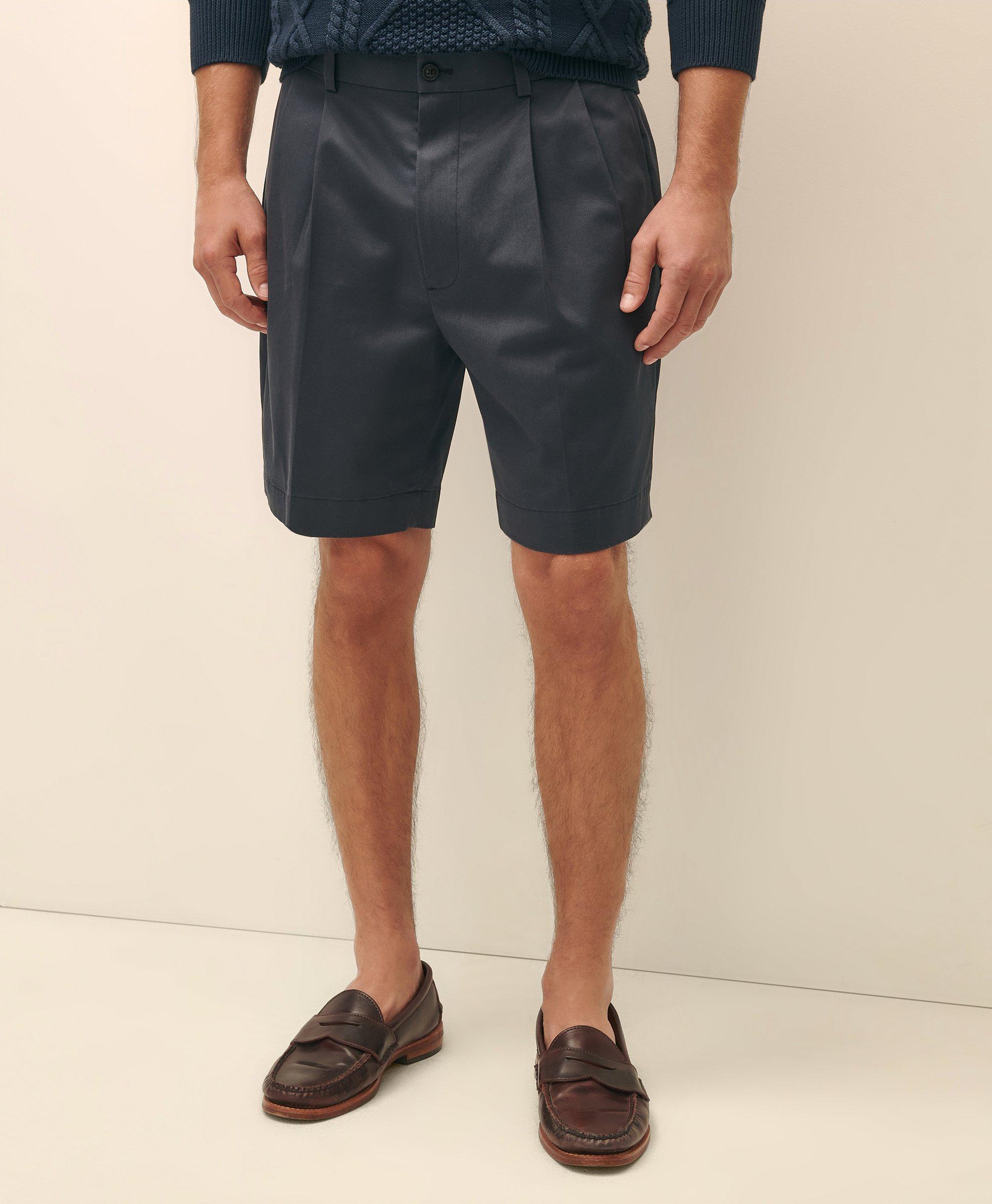 NWT Brooks Brothers 32W Plain Frt Lightweight Adv Chino Wrinkle order Free Navy Shorts