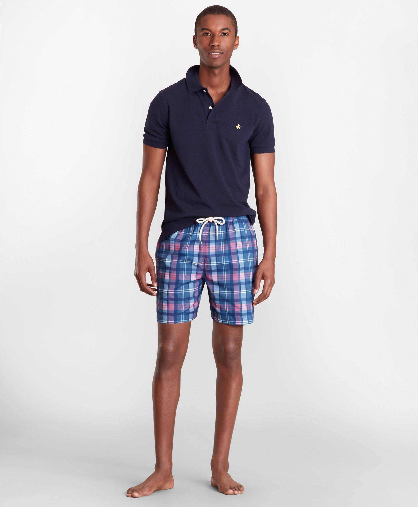 Mens plaid swim store trunks