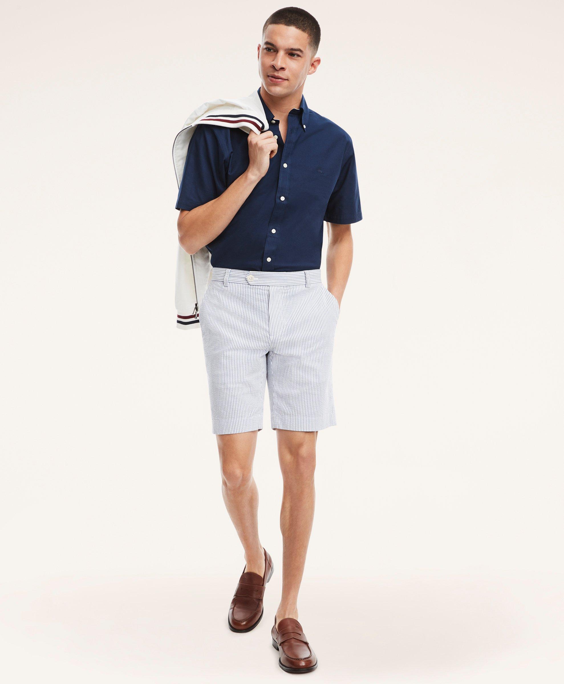 9 Cotton Seersucker Stripe Shorts