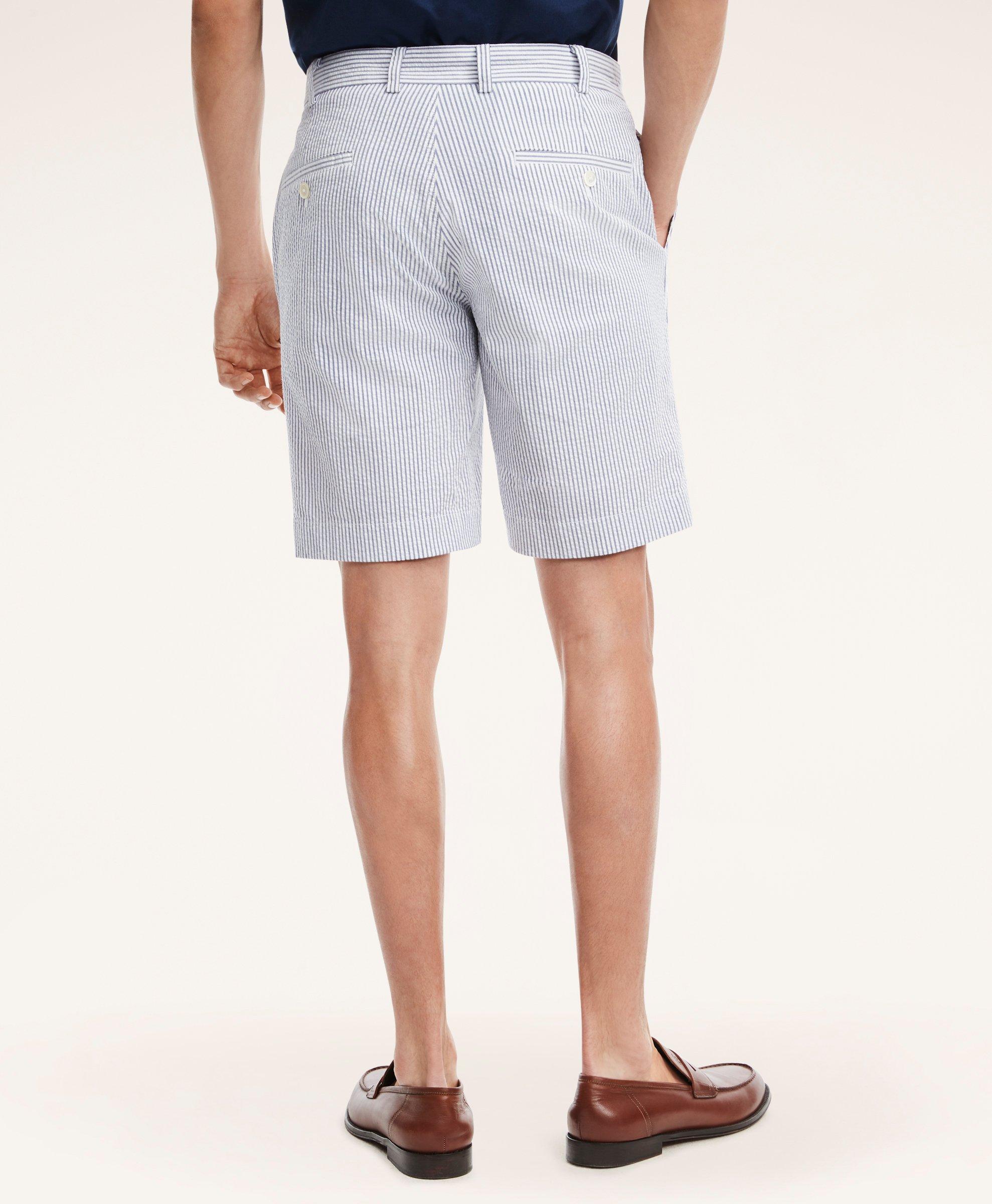 9 Cotton Seersucker Stripe Shorts