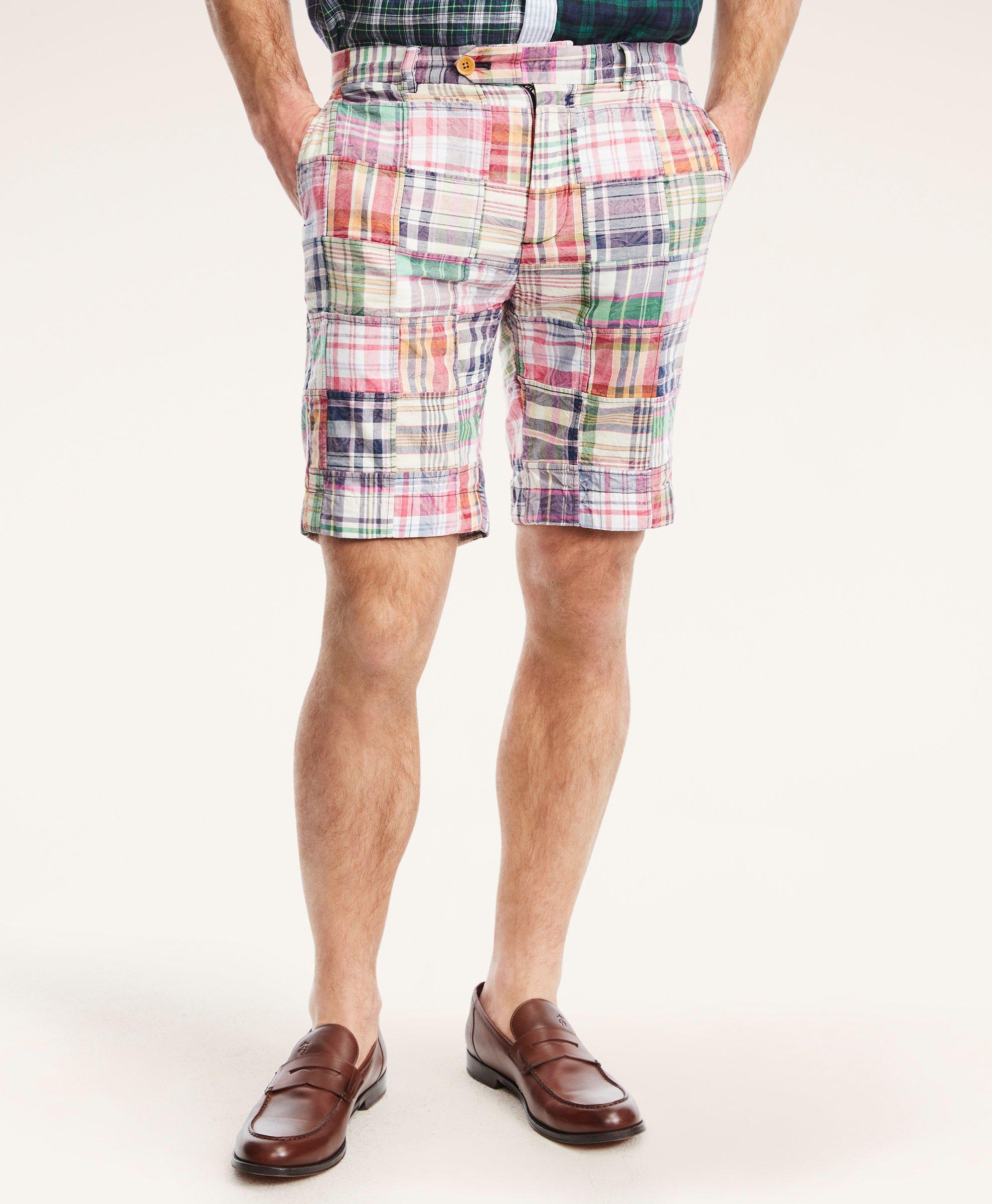 Mens patchwork madras on sale shorts