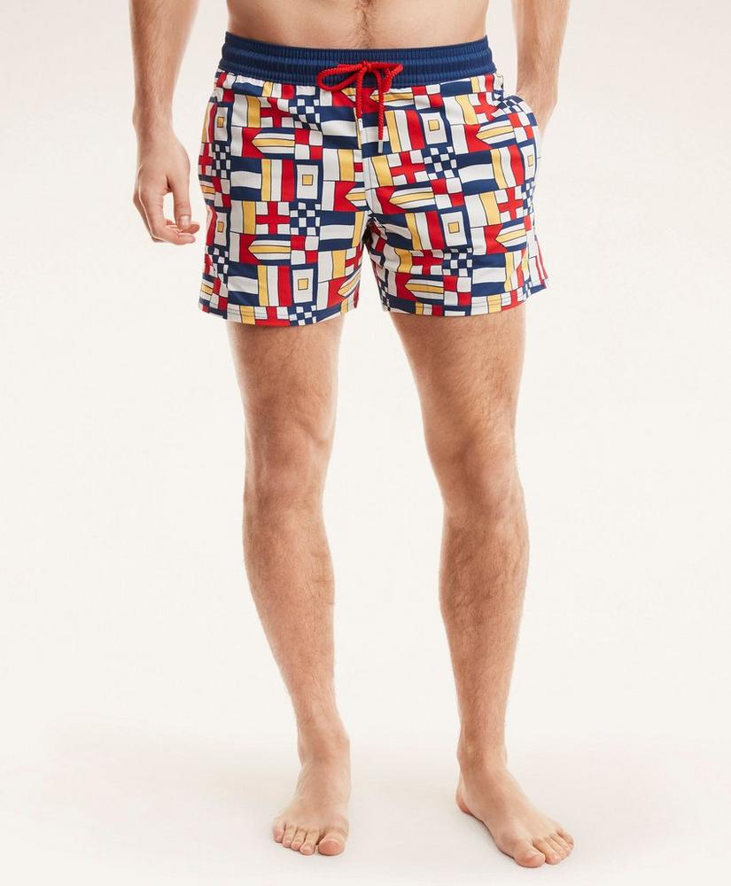 Brooks Brothers Et Vilebrequin Moorise Swim Trunks in the Mixed Signals Print, image 1