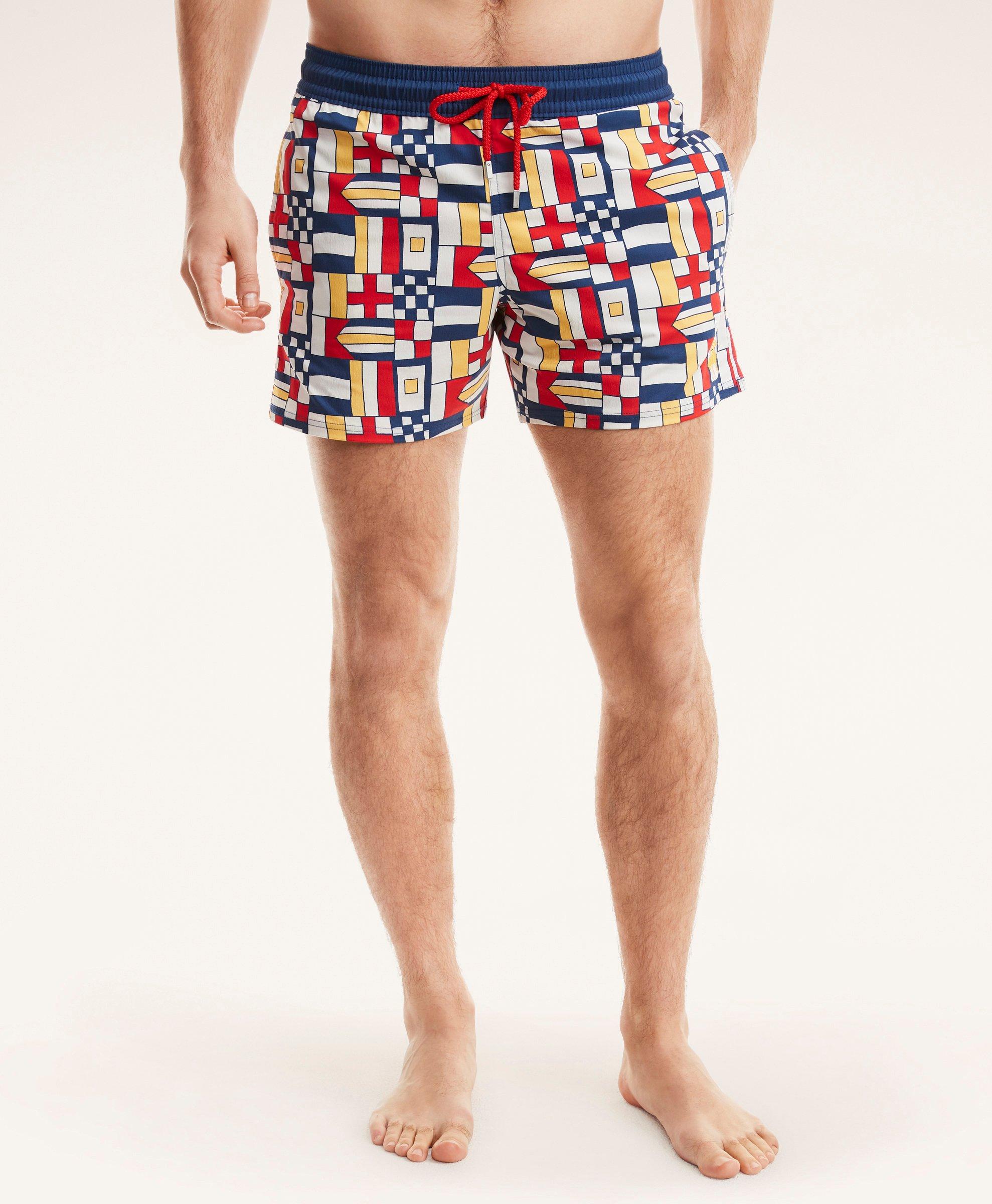 Brooks Brothers Et Vilebrequin Moorise Swim Trunks in the Mixed Signals  Print