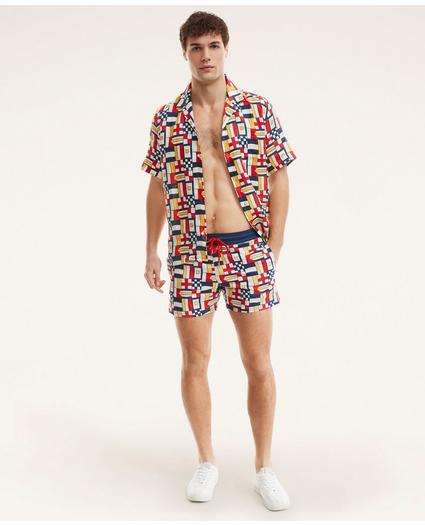 Brooks Brothers Et Vilebrequin Moorise Swim Trunks in the Mixed Signals Print, image 2