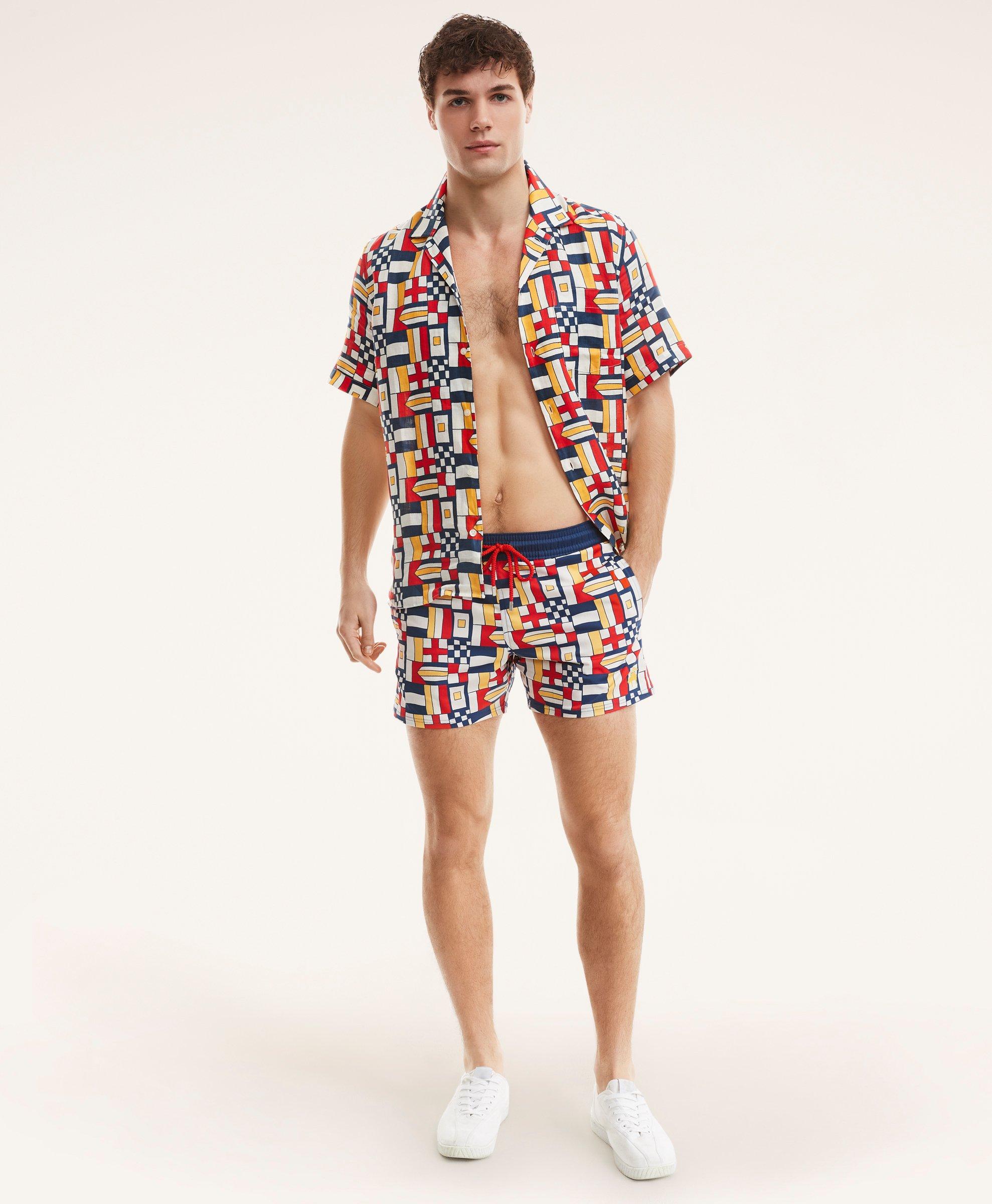 Brooks Brothers Et Vilebrequin Moorise Swim Trunks in the Mixed Signals Print