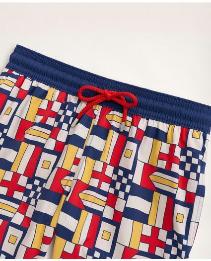 Brooks Brothers Et Vilebrequin Moorise Swim Trunks in the Mixed Signals Print, image 6
