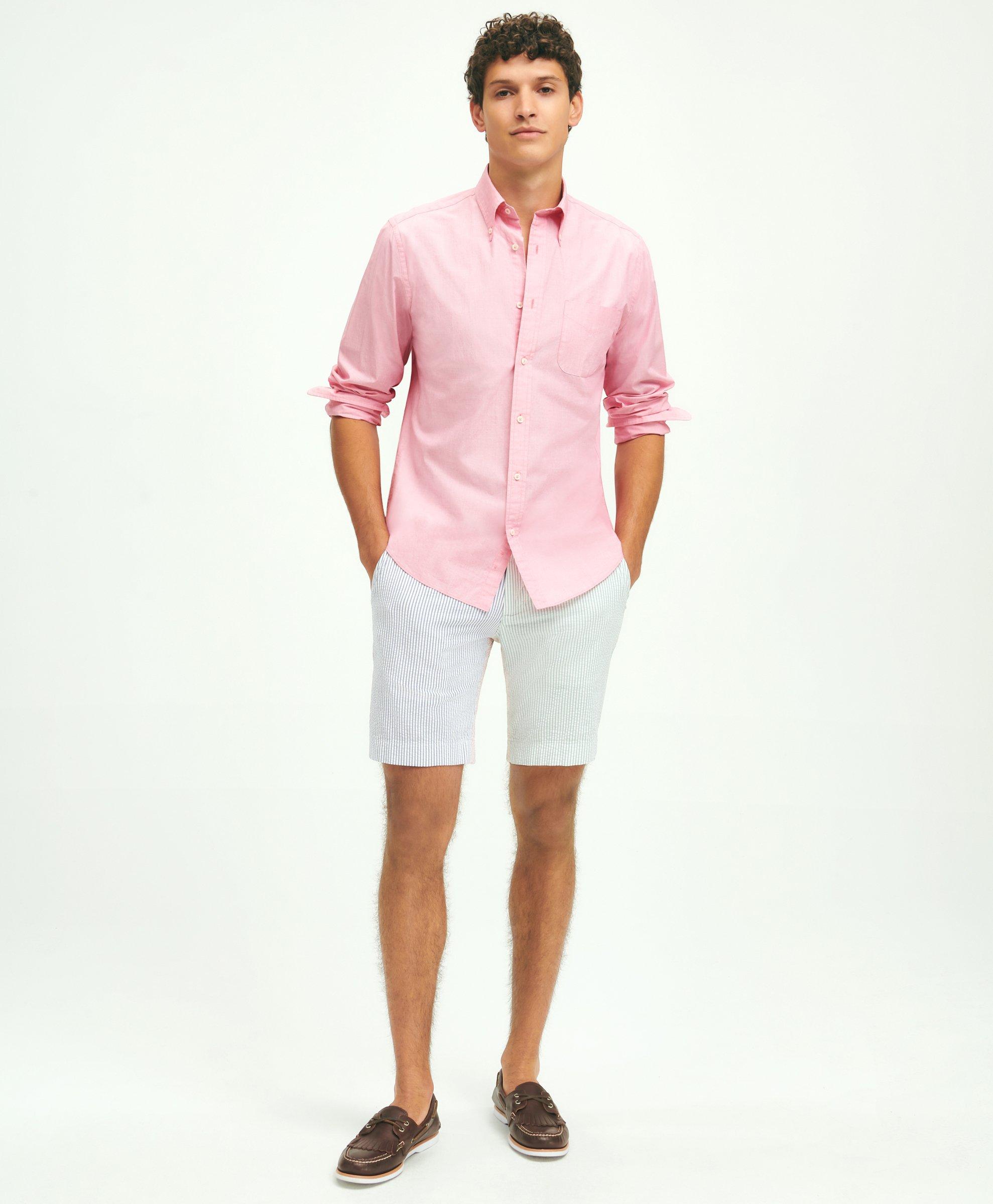 pink shorts outfit men