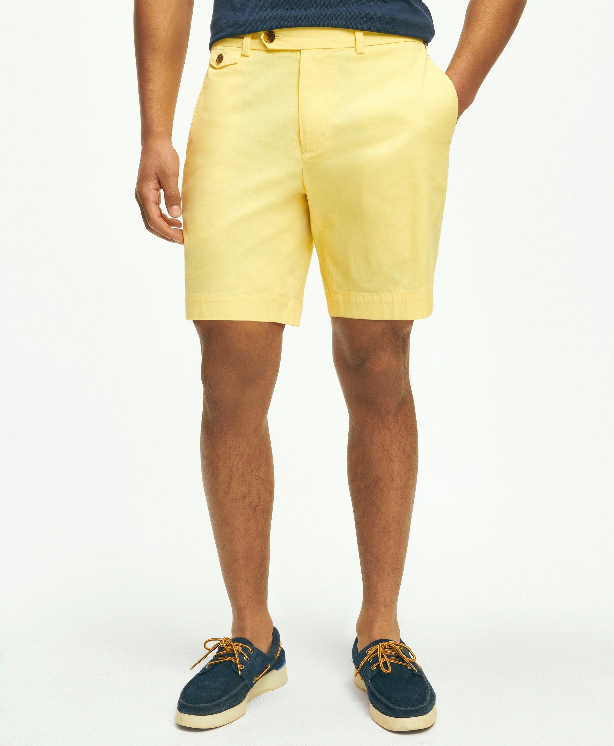 Men's plain dyed white cotton canvas Bermuda shorts
