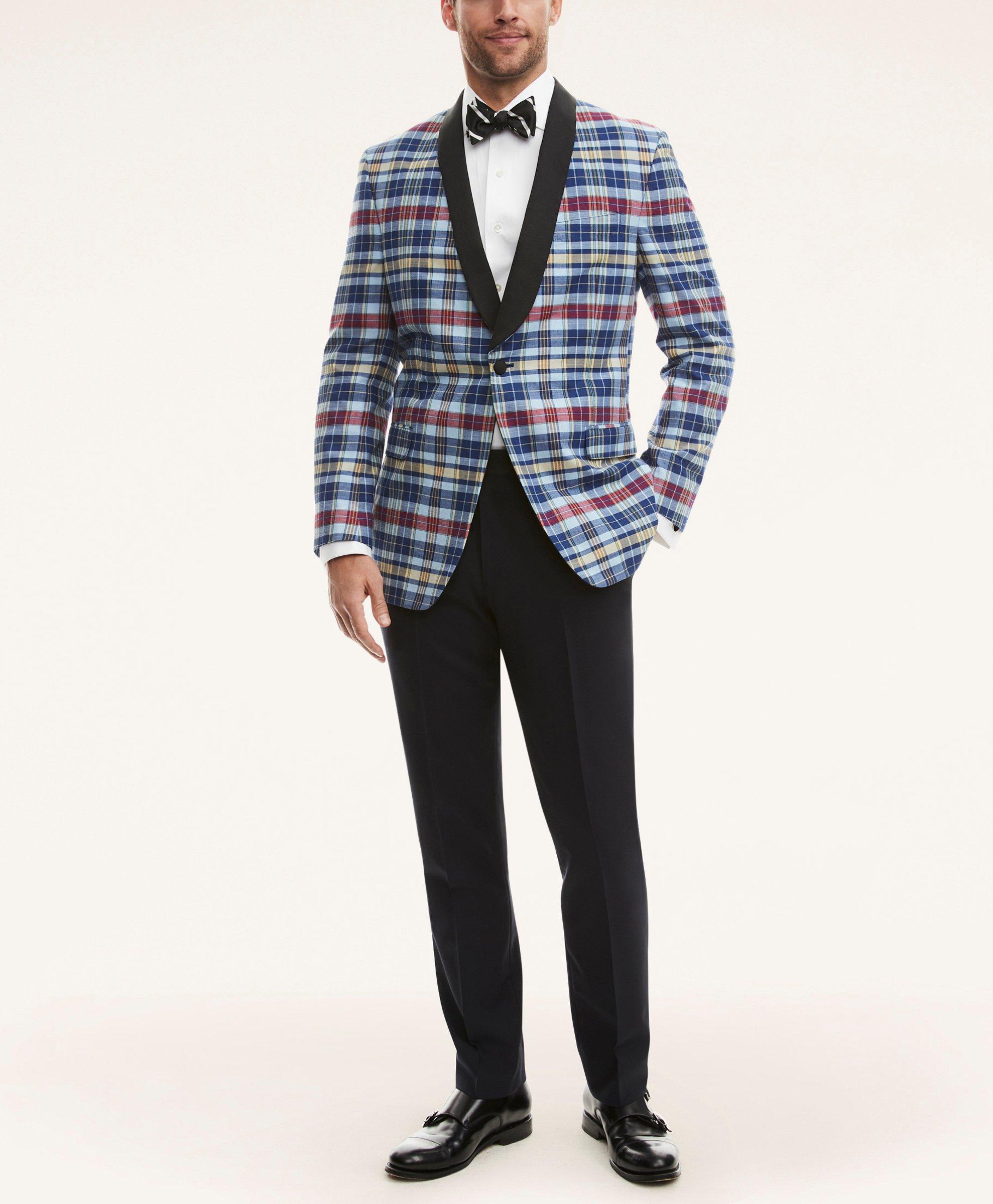 Regent Regular Fit Shawl Collar Madras Tuxedo Jacket