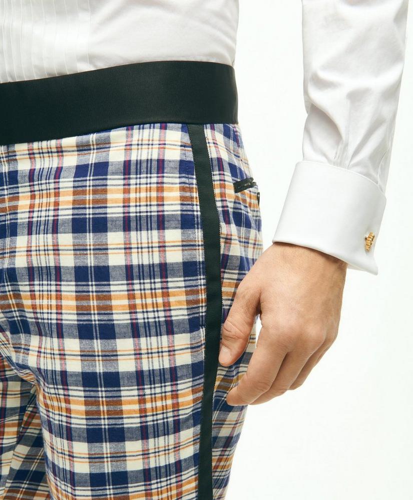 Regent Fit Cotton Madras Tuxedo Pants, image 4