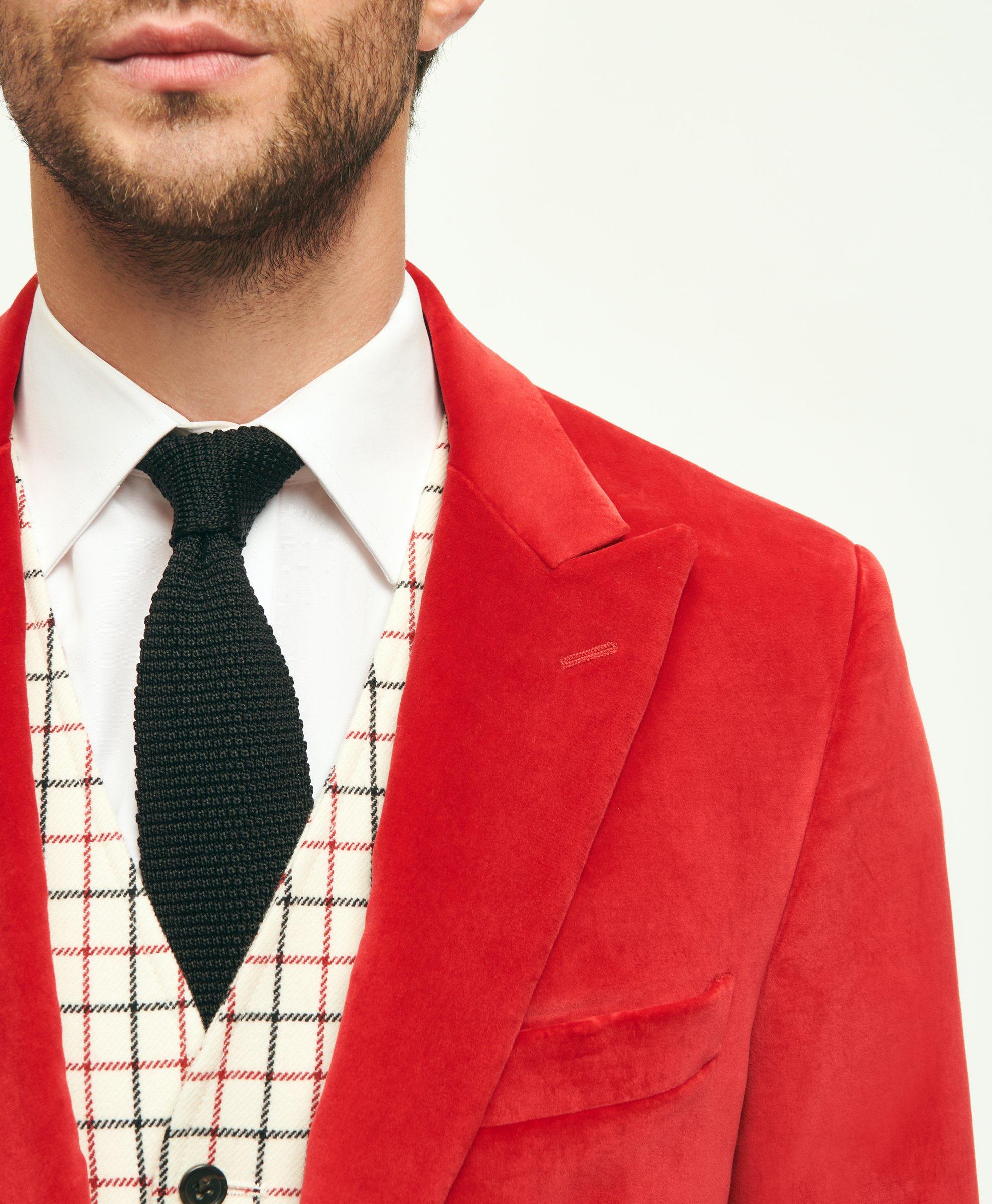 Jamie Cotton Velvet Classic Fit Blazer In Red