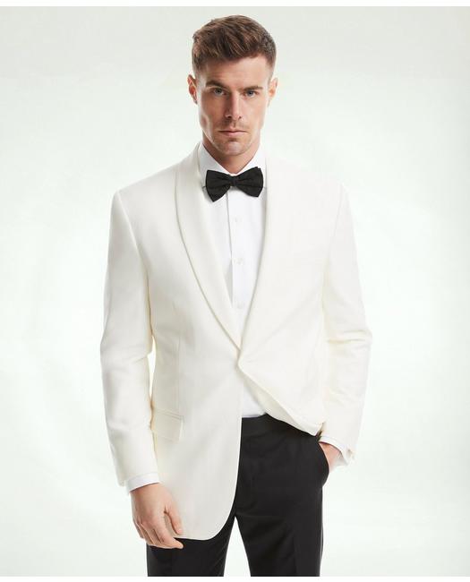 1950s Tuxedos and Men’s Wedding Suits Brooks Brothers Mens Traditional Fit Wool 1818 Dinner Jacket  White  Size 50 Long $998.00 AT vintagedancer.com