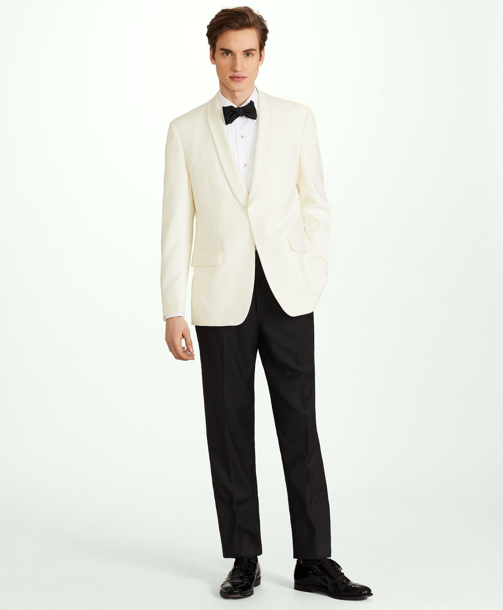 White jacket on sale black pants suit