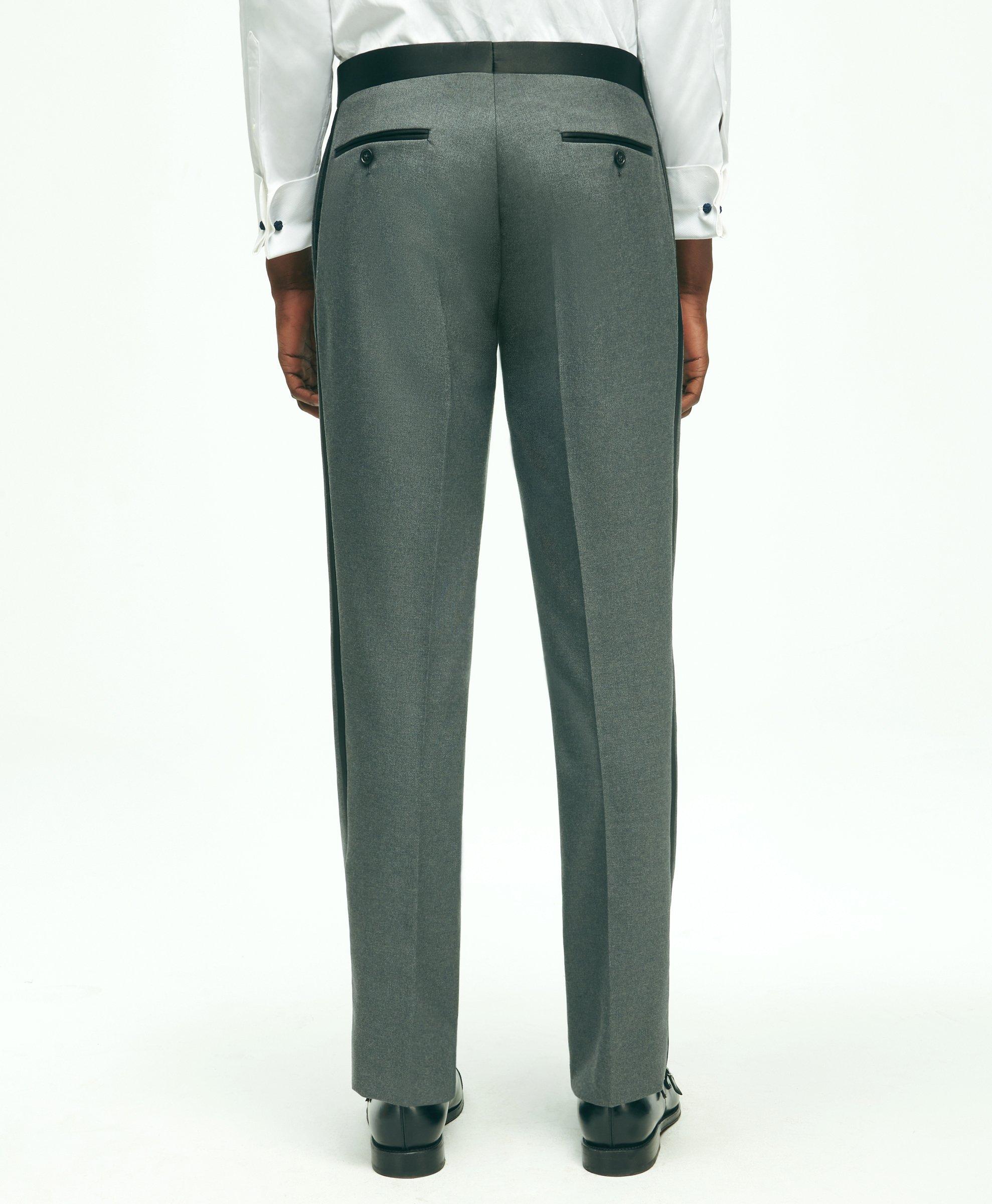 Slim Fit Wool Hopsack Tuxedo Pants