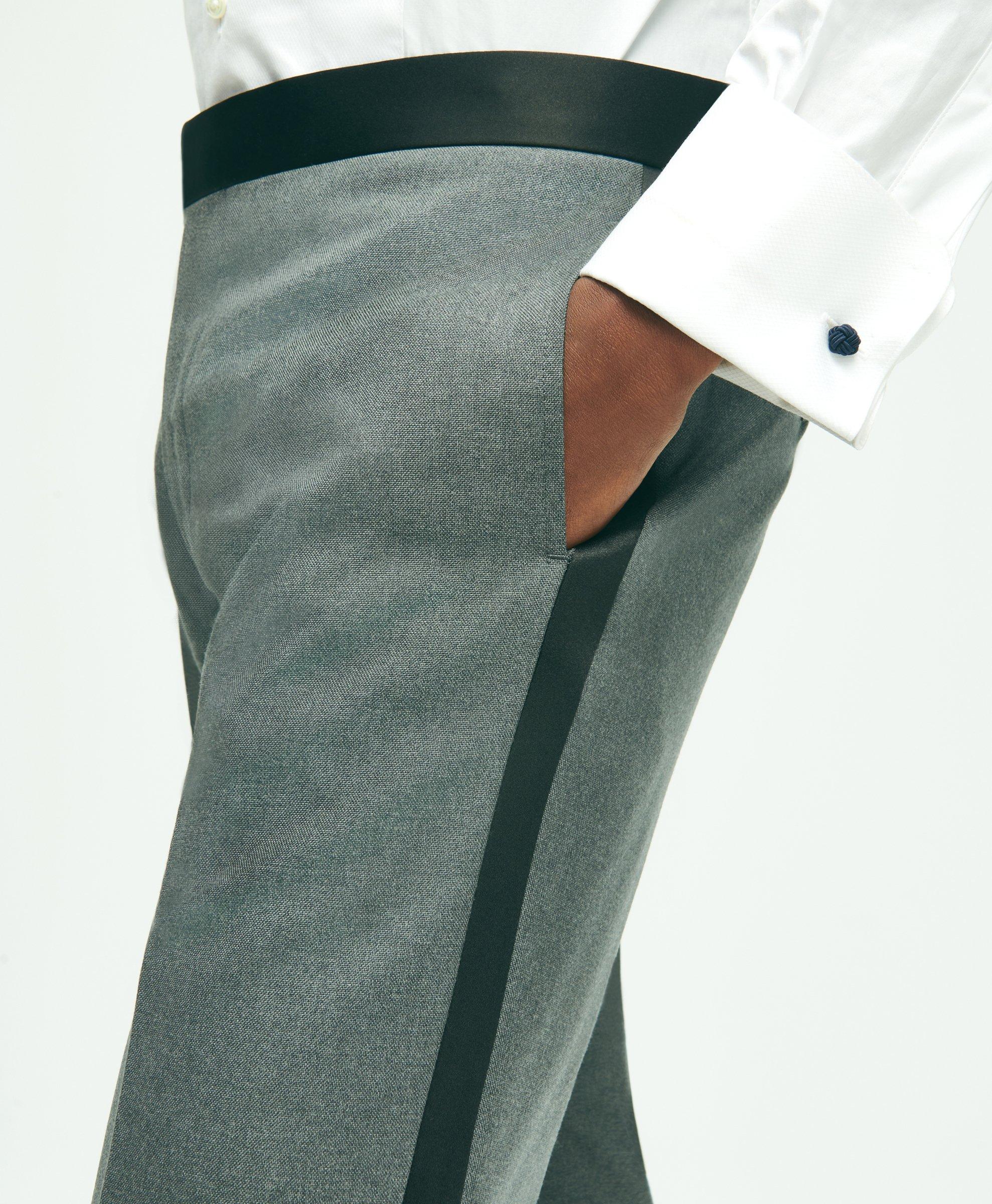 Slim Fit Wool Hopsack Tuxedo Pants