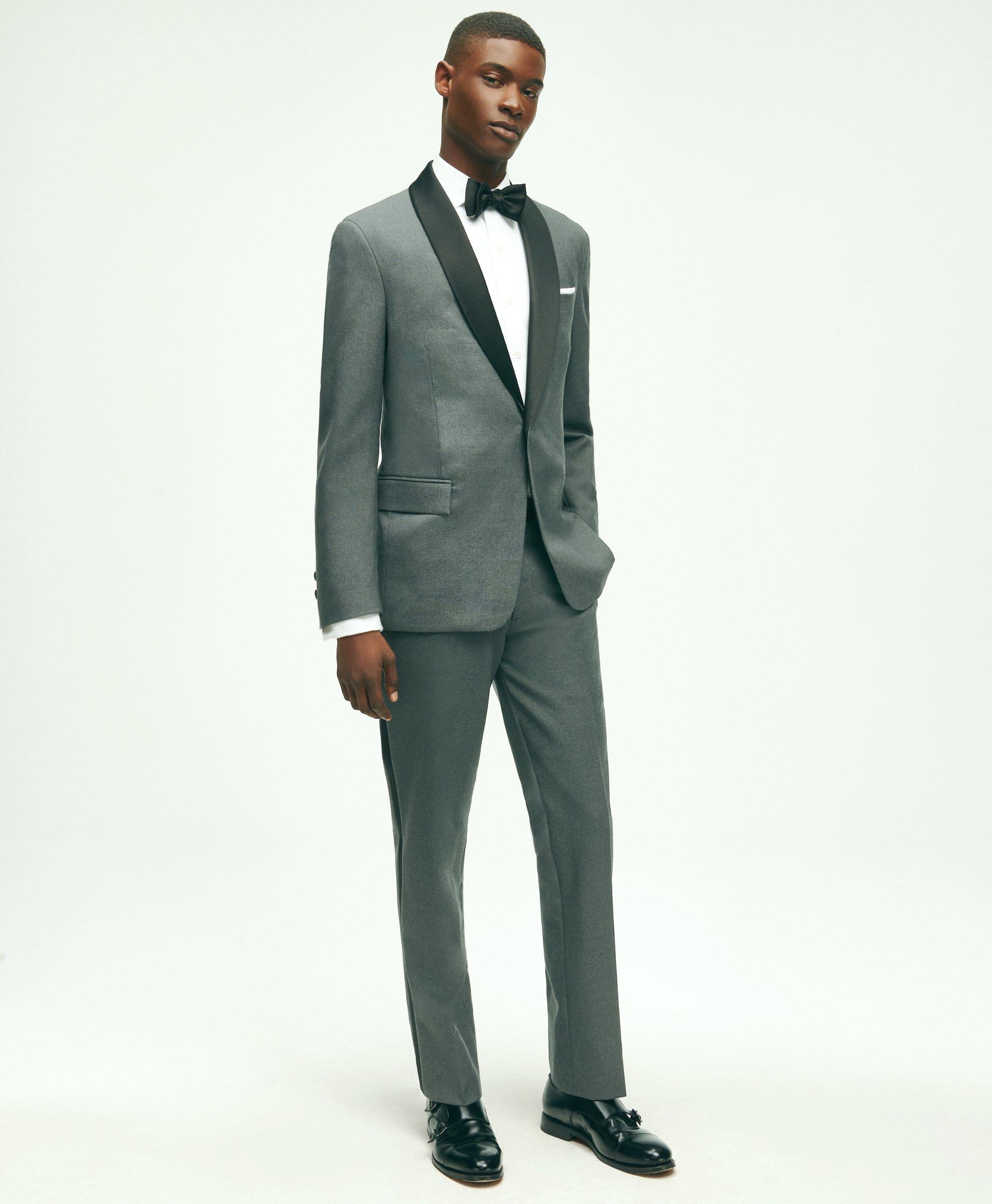 Slim Fit Wool Hopsack Tuxedo Pants