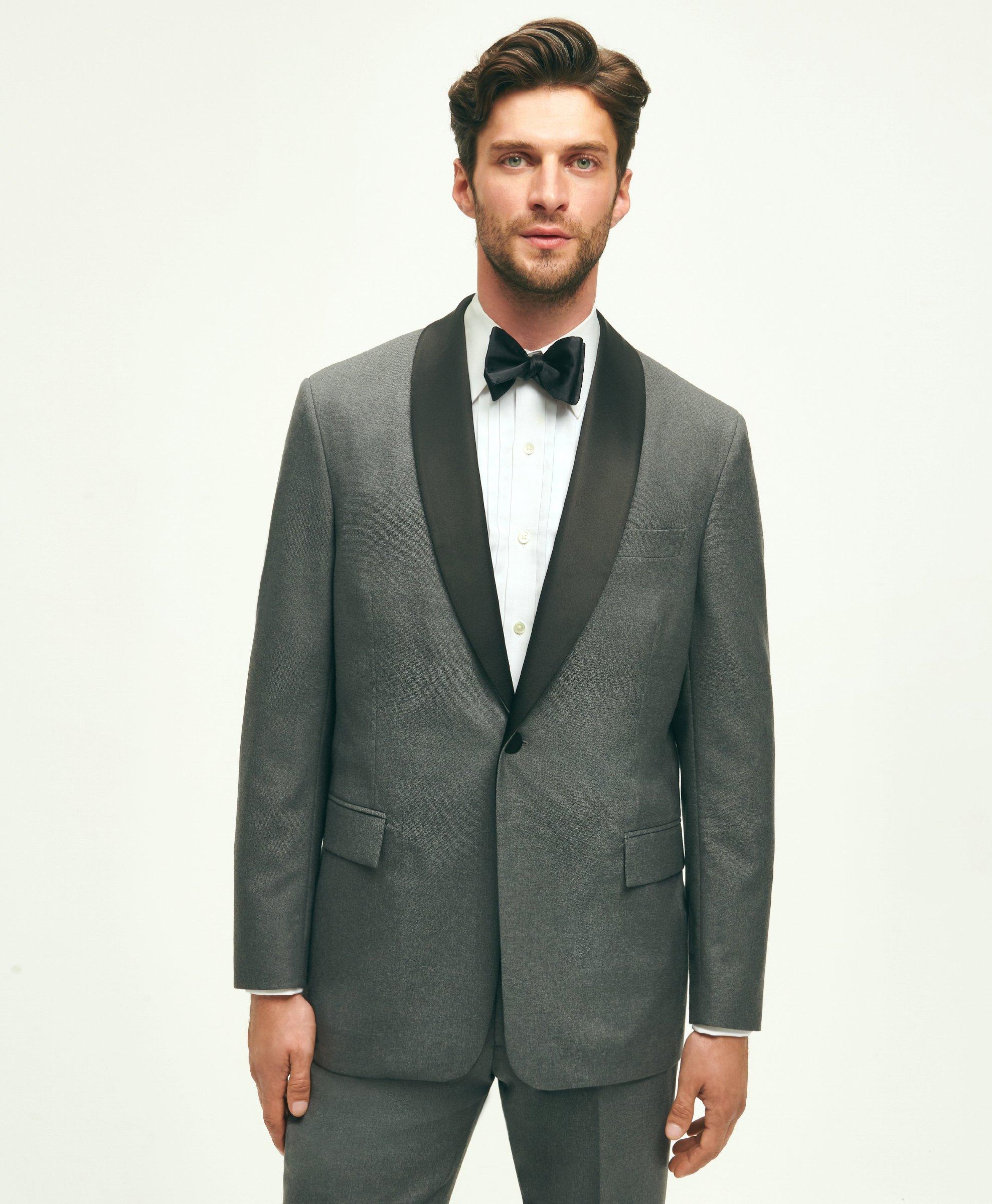 Slim Fit Wool Hopsack Tuxedo Pants