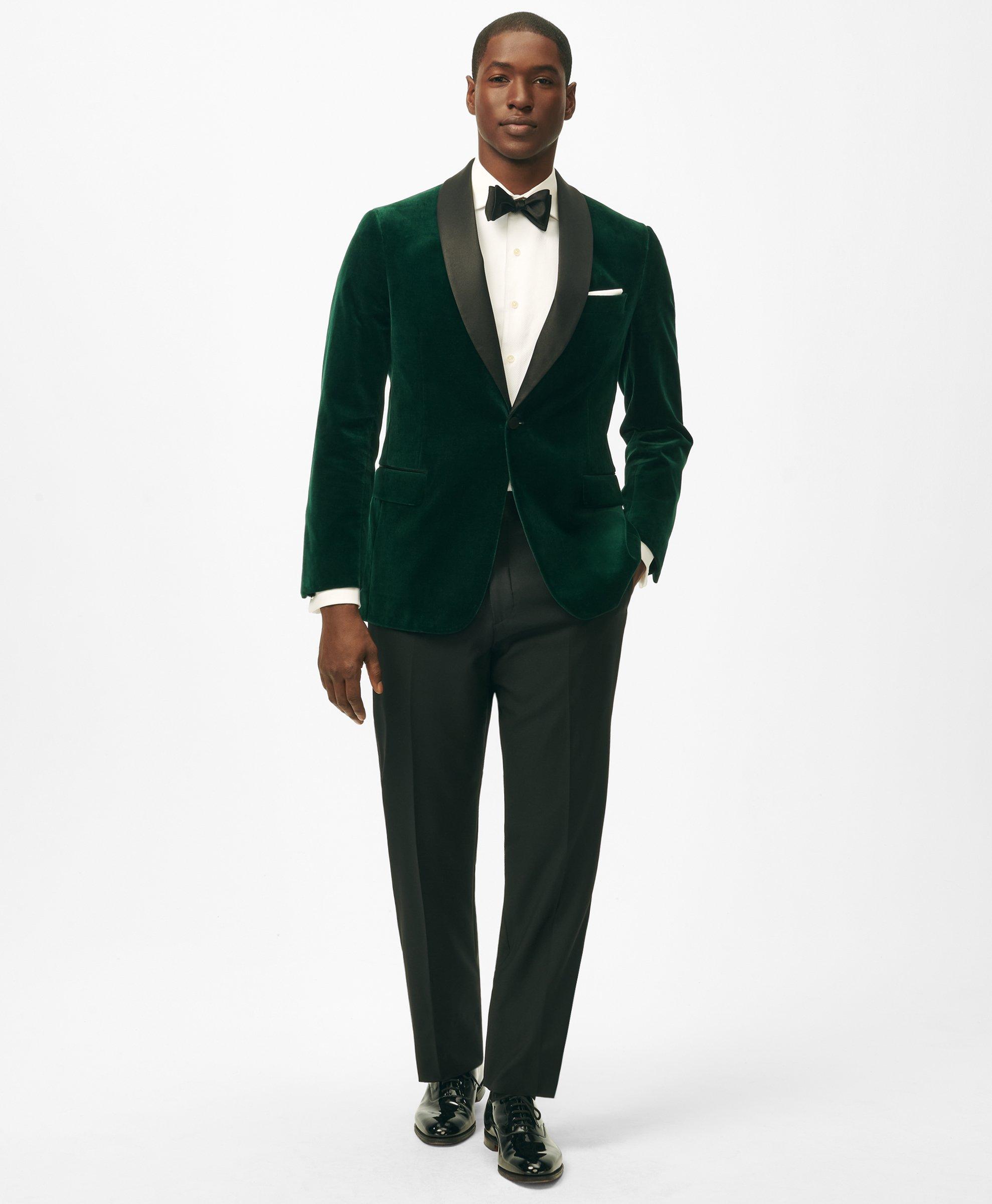 Classic Fit Dinner Jacket in Green Velvet