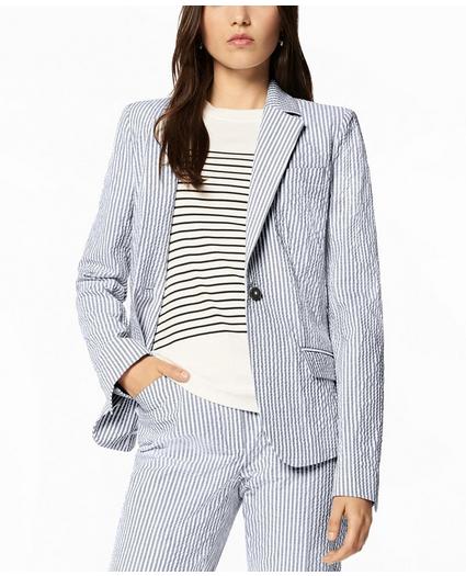 Petite Striped Stretch Cotton Seersucker Jacket, image 2