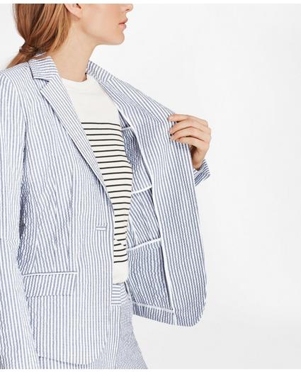 Petite Striped Stretch Cotton Seersucker Jacket, image 4
