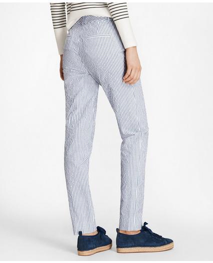 Petite Striped Stretch Cotton Seersucker Pants, image 3