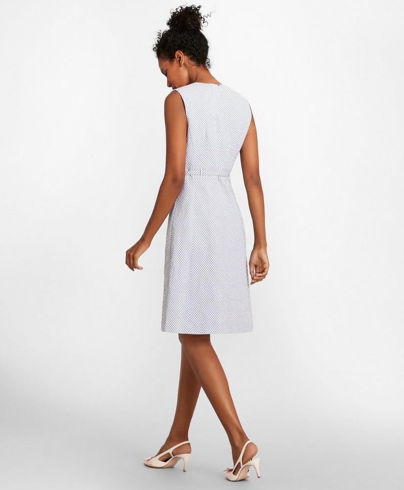 Petite Striped Stretch Cotton Seersucker Dress, image 4