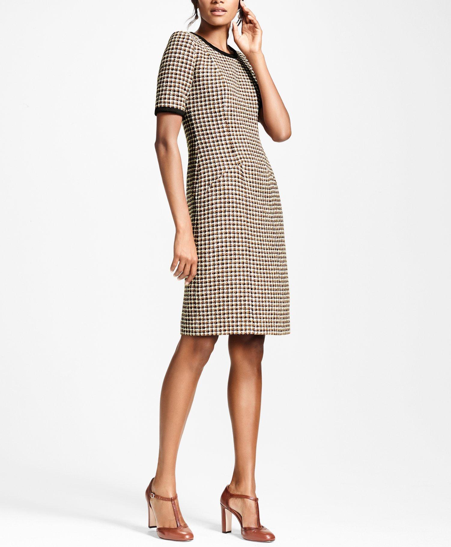 Petite Checked Tweed A-Line Dress