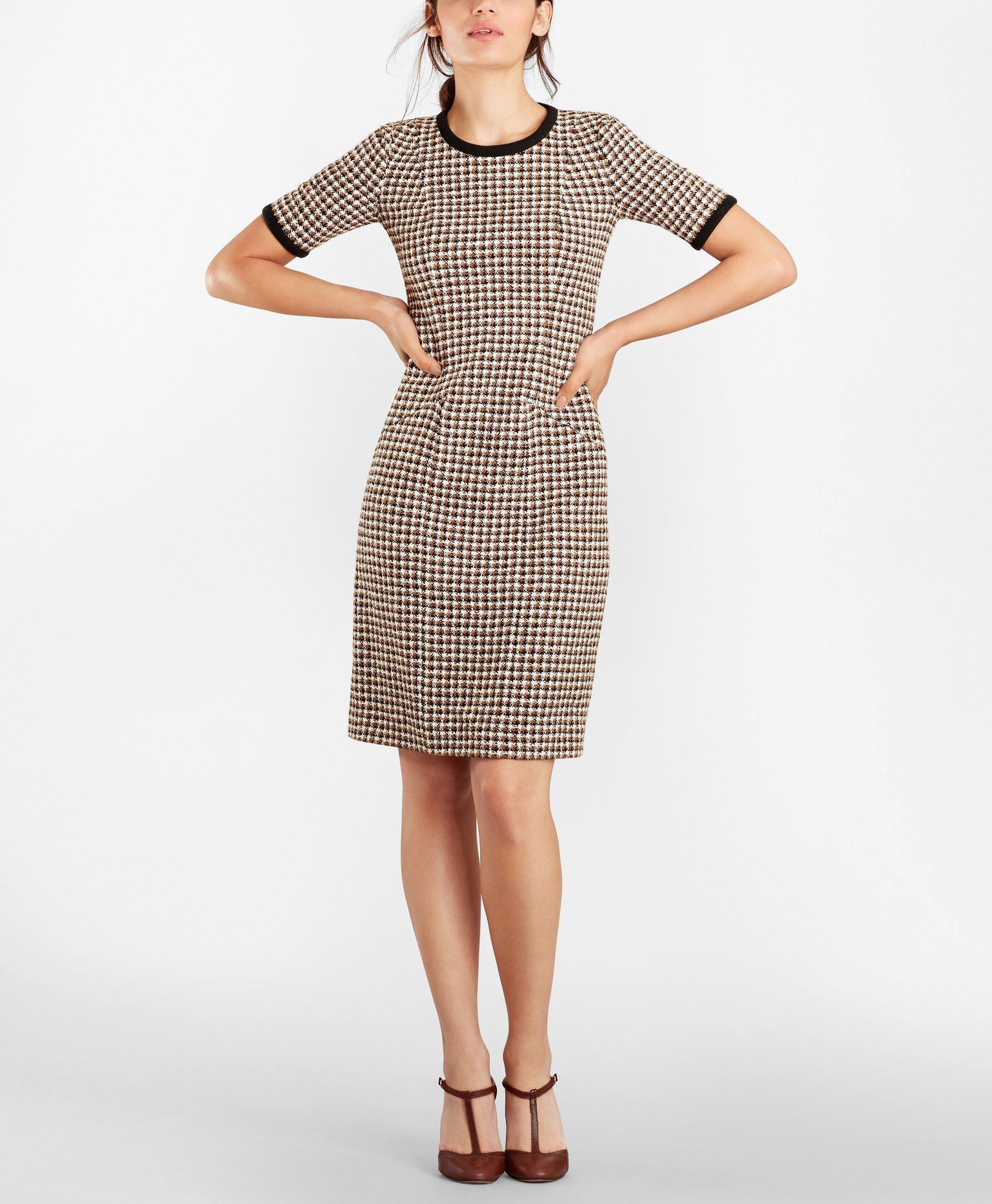 Petite Checked Tweed A-Line Dress