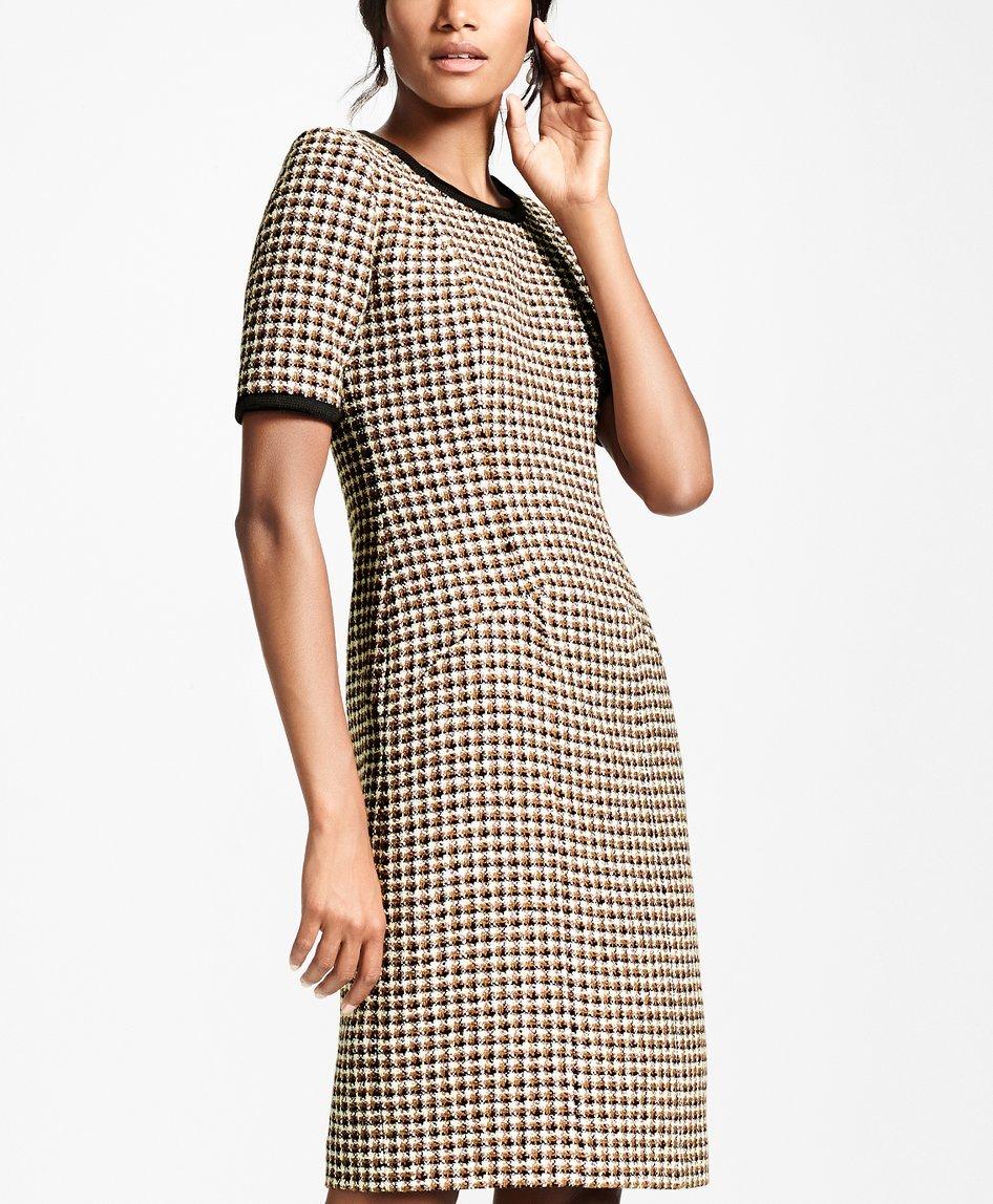 Petite Checked Tweed A-Line Dress