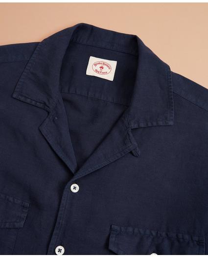 Garment-Dyed Linen-Cotton Camp Collar Short-Sleeve Shirt, image 5