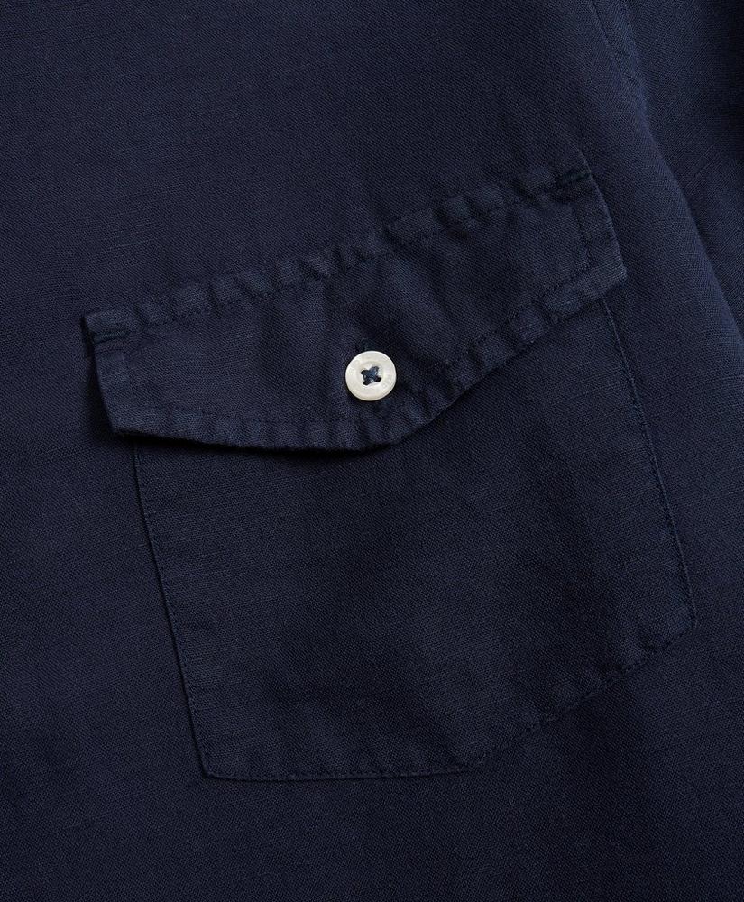 Garment-Dyed Linen-Cotton Camp Collar Short-Sleeve Shirt, image 6