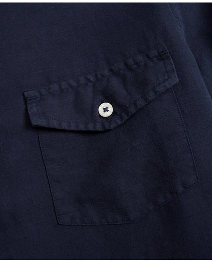 Garment-Dyed Linen-Cotton Camp Collar Short-Sleeve Shirt, image 6