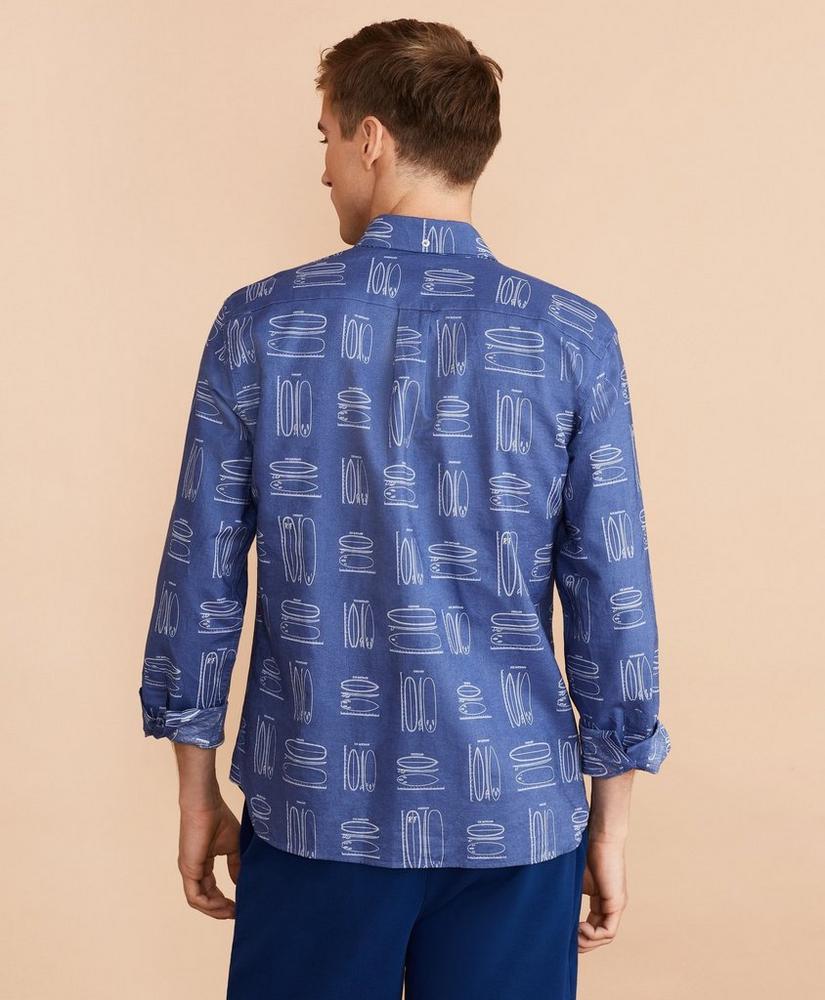 Surfboard Print Linen-Cotton Shirt, image 4