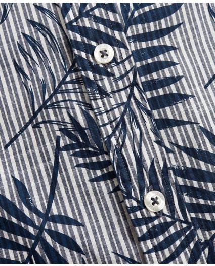 Indigo Striped Palm Print Shirt, image 5