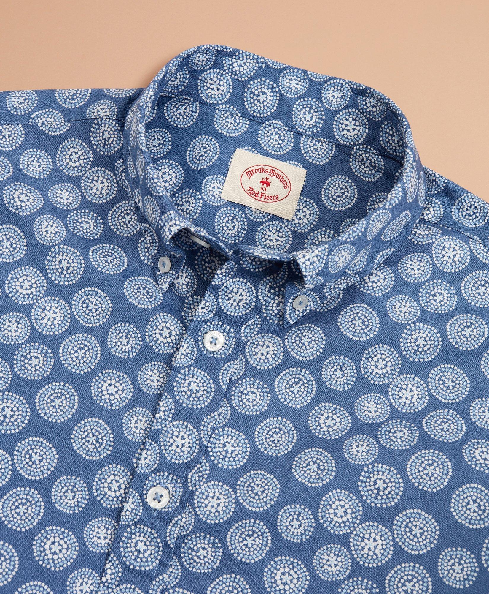Geometric Flower-Print Poplin Shirt
