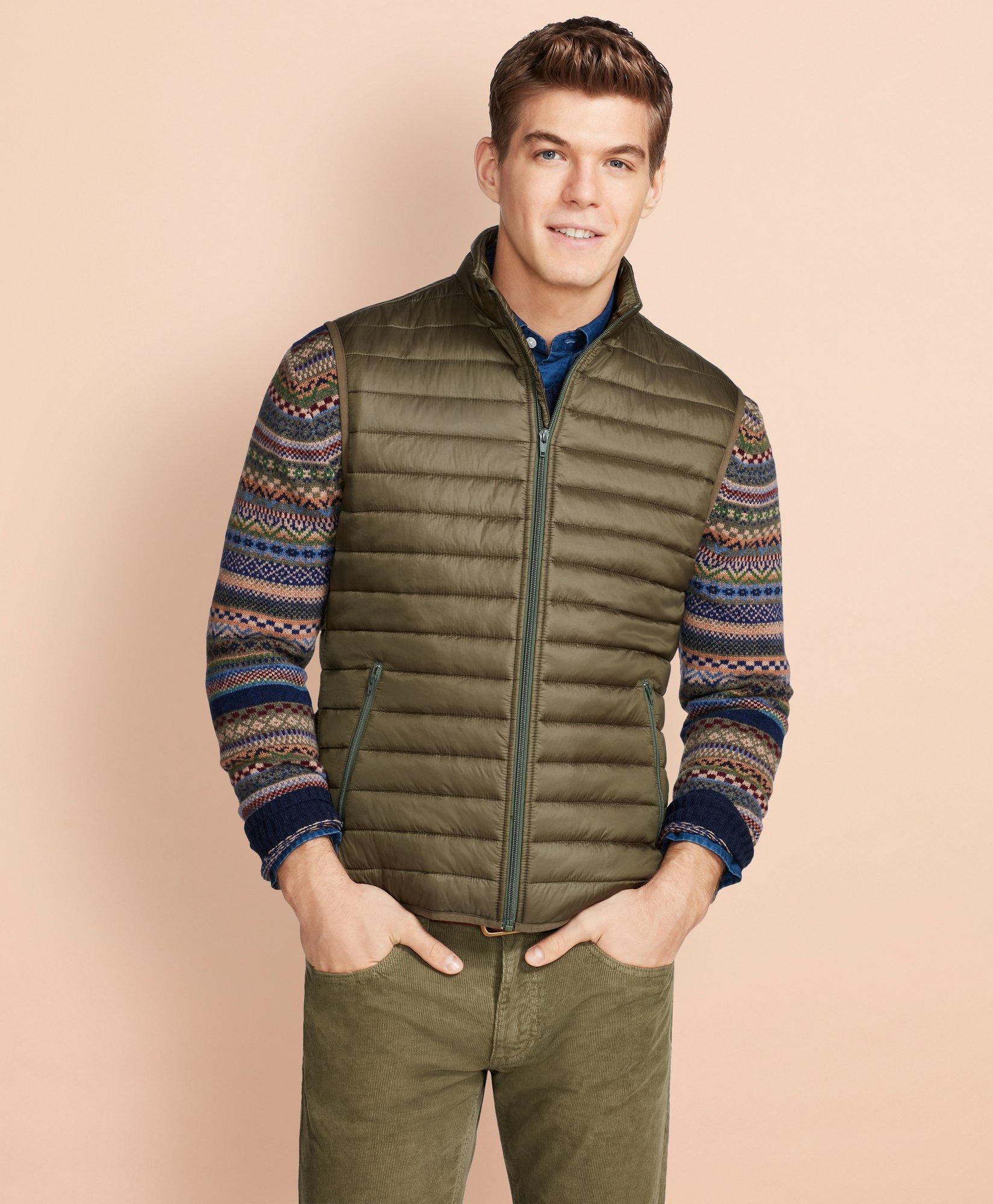 Brooks Brothers Nylon Puff Vest Olive Mポロのストック