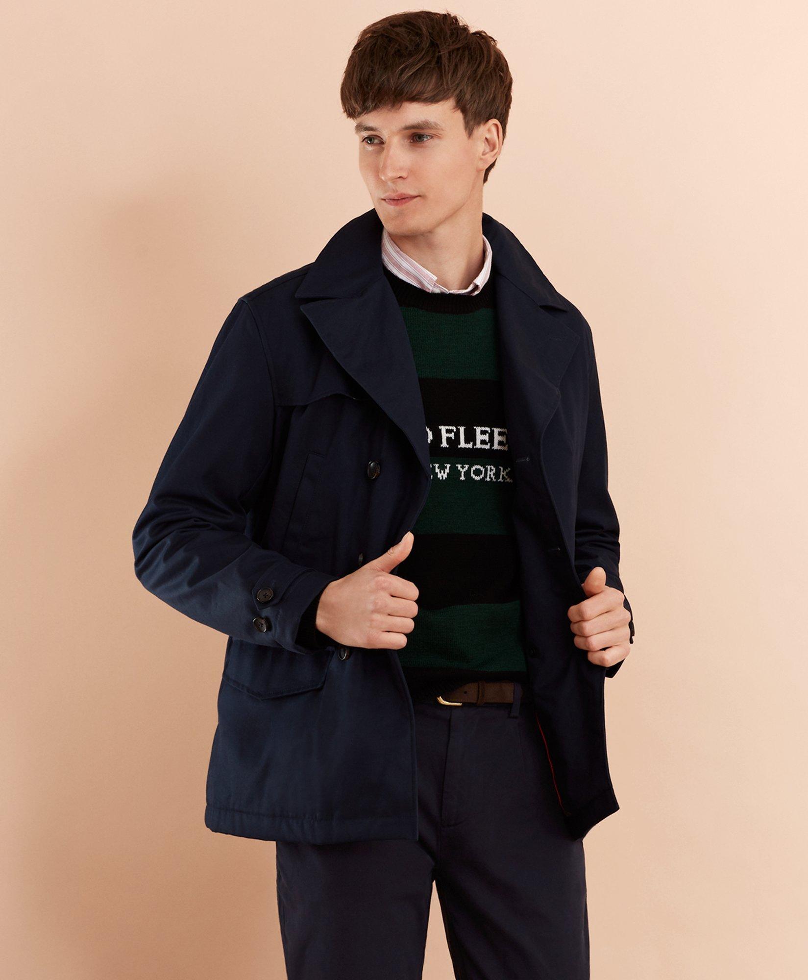 Cotton pea coat on sale mens